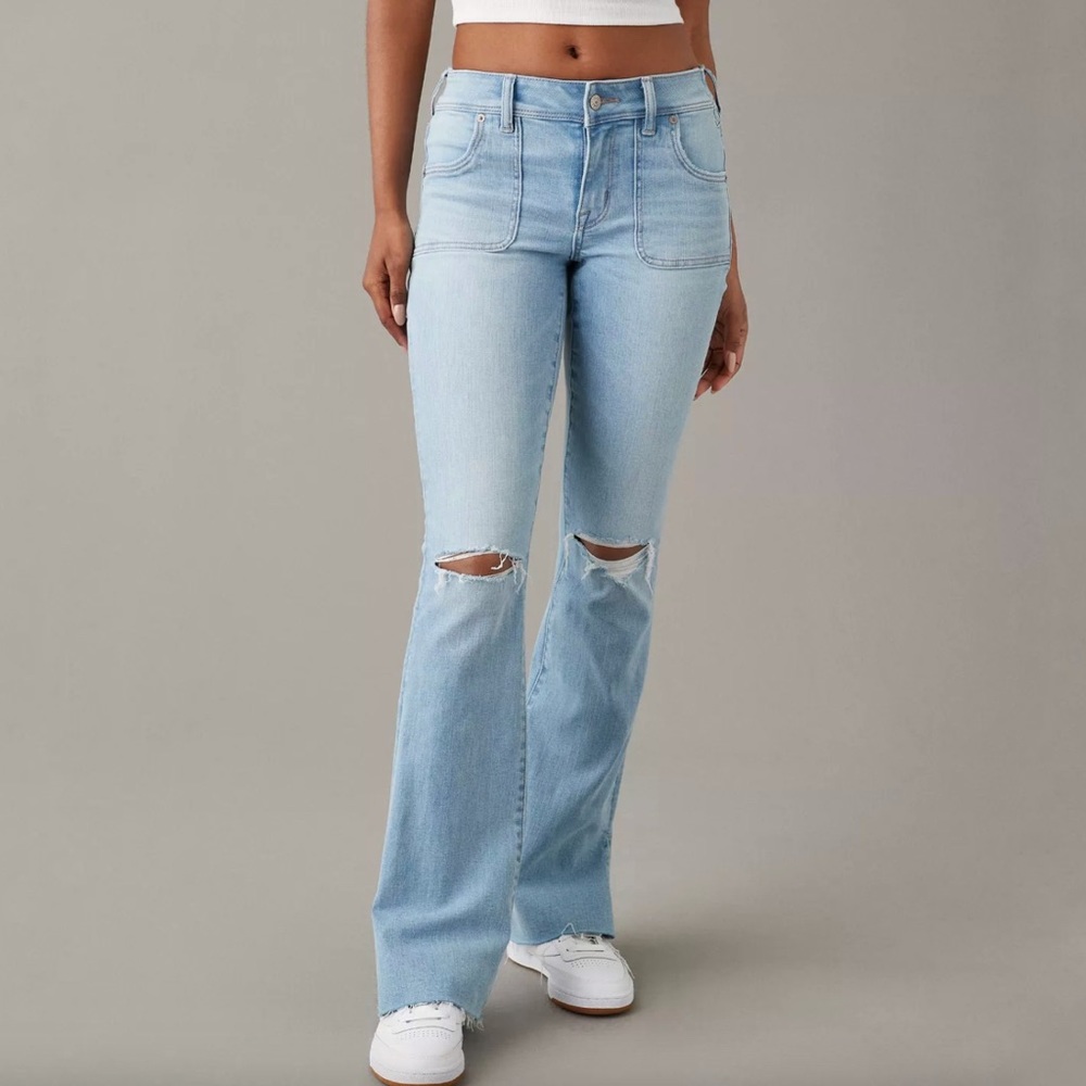 American Eagle Ripped Low-Rise Kick Bootcut Jean